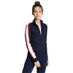 Tory Burch Sport Track Jacket Navy Blue Red Stripe Preppy XS